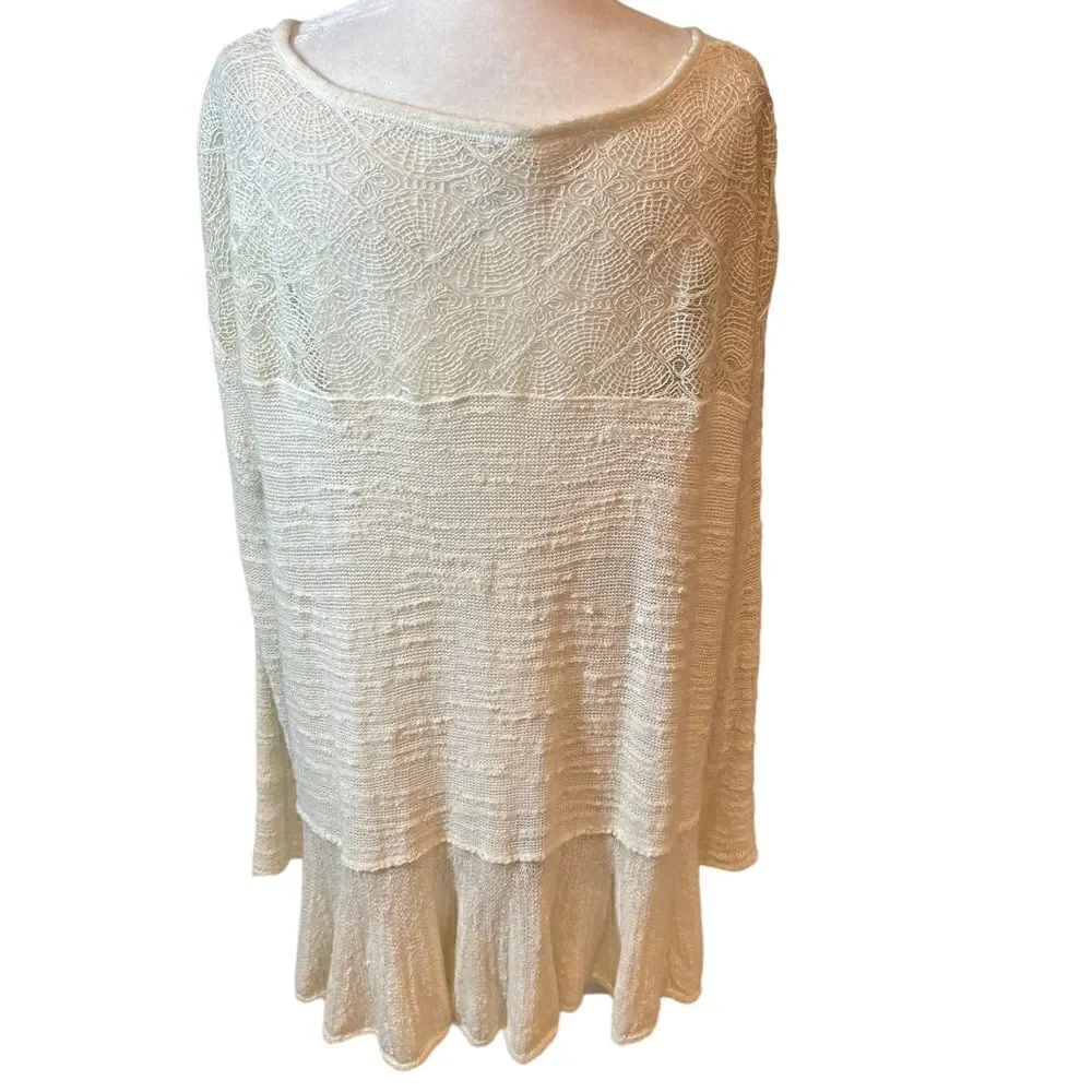 FREE PEOPLE Kristobel Ruffled Sweater, Cream, size Medium